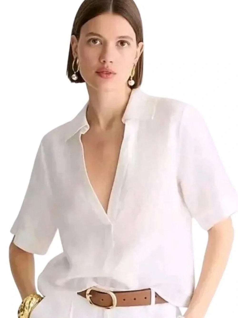 White J Crew Linen Bungalow Popover Top in Size 3X
